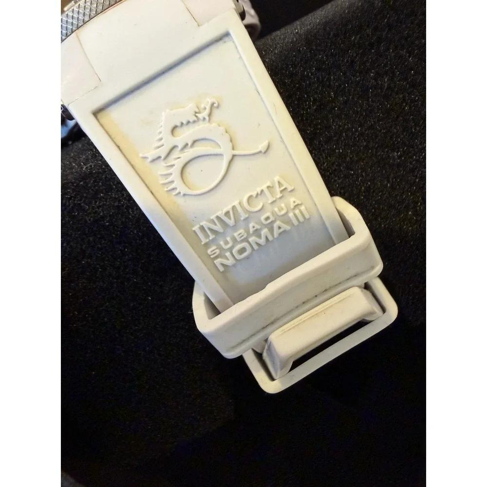 Invicta Subaqua Noma III 0933 Chronograph‎ White Silicone Watch 50mm Silver Dial